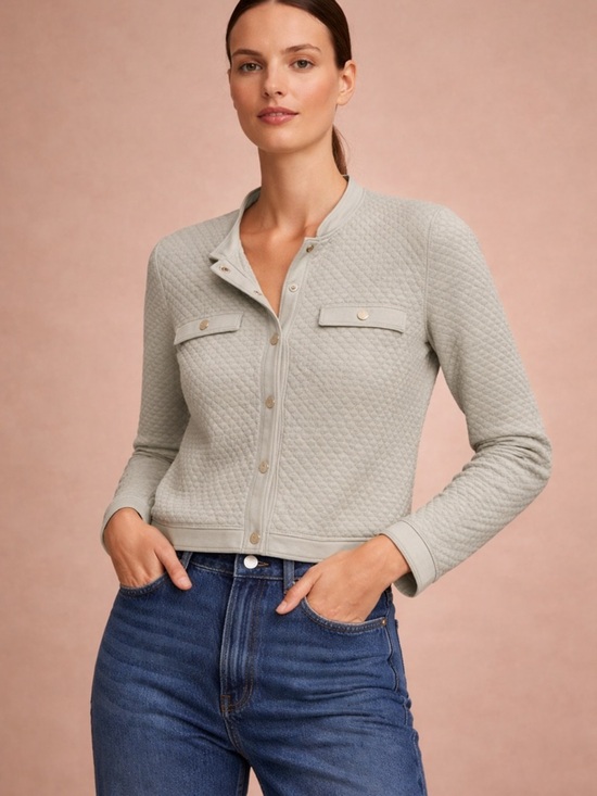 White House Black Market Sweaters - White House Black Market Textured Sage Cardigan Soft Neutral Chic M